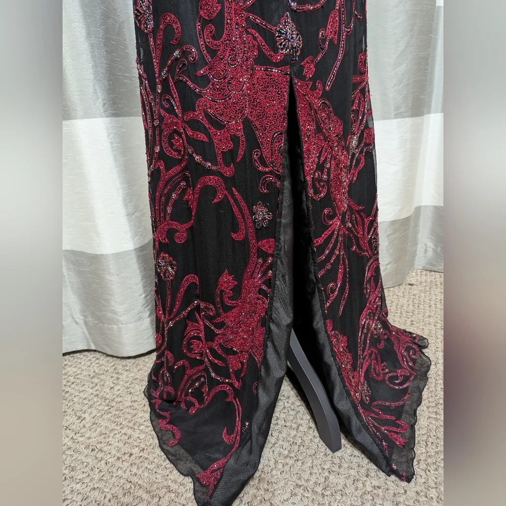 Mia Bella Couture Stunning Beaded Embroidered Open Back Silk Evening Gown - Picture 9 of 16